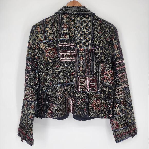 Vintage Anage Black Embroidered Patchwork Blazer Women’s Size Medium - Picture 16 of 16